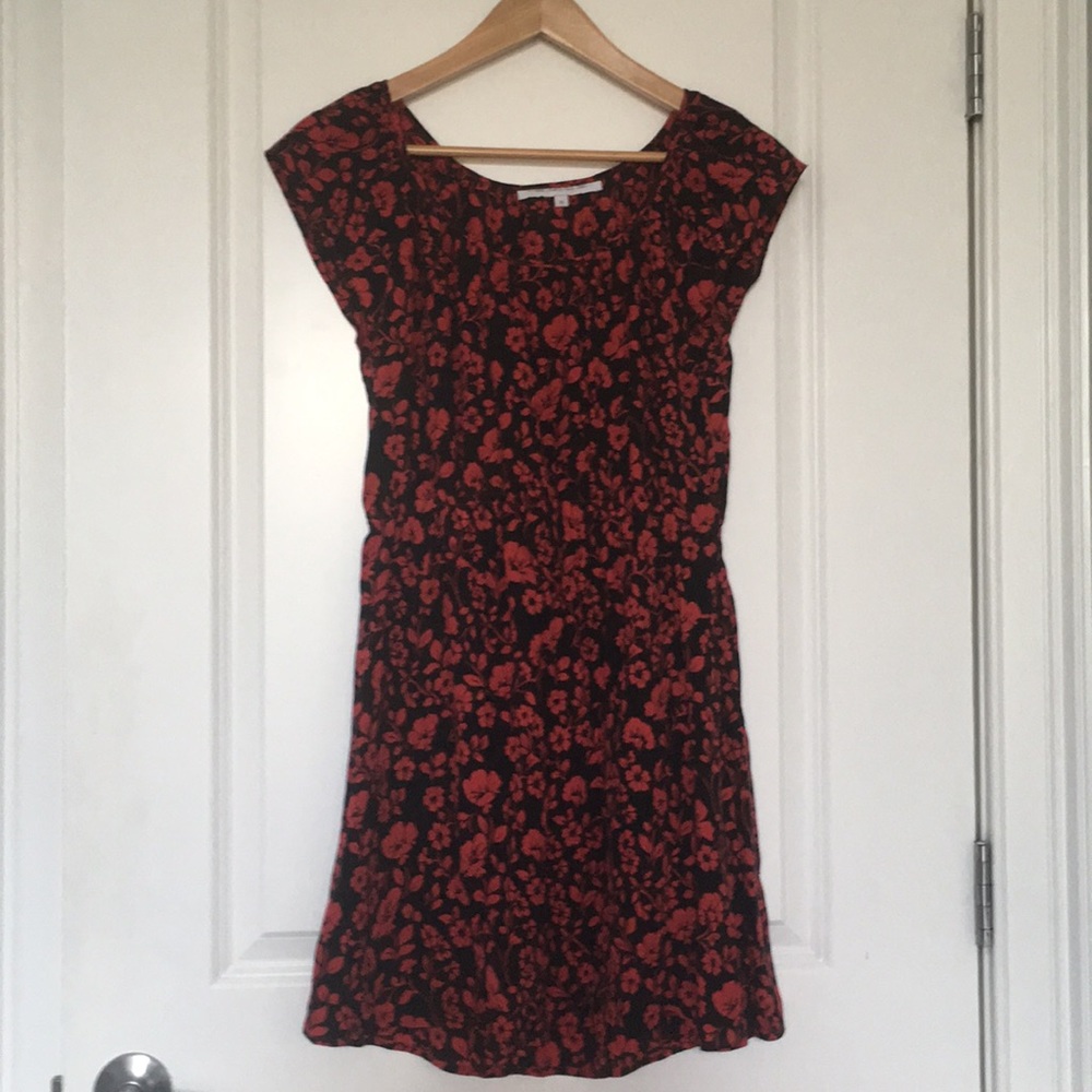 Built x Wendy silk black and red floral dress